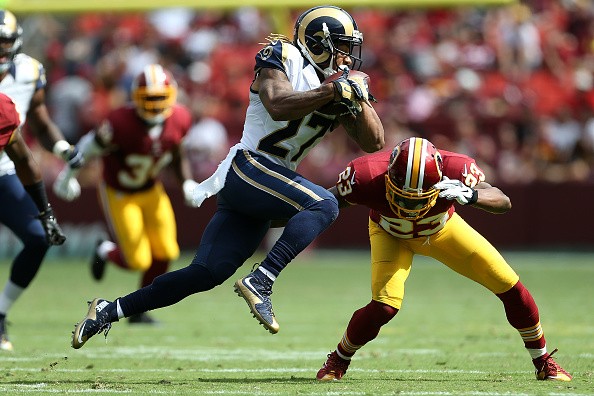 Running back Tre Mason #27 of the St. Louis Rams