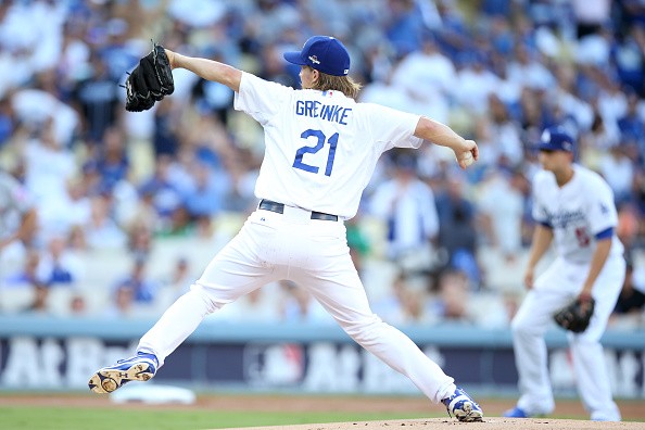 Zack Greinke #21 of the Los Angeles Dodgers 