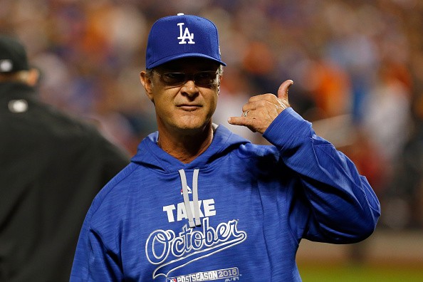 Don Mattingly #8 of the Los Angeles Dodgers