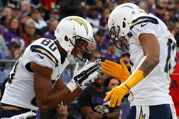 Wide receiver Malcom Floyd #80 of the San Diego Chargers, Keenan Allen #13 
