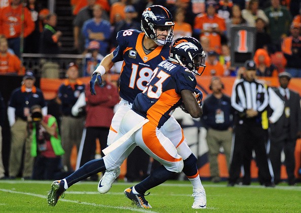 Denver Broncos quarterback Peyton Manning, Ronnie Hillman