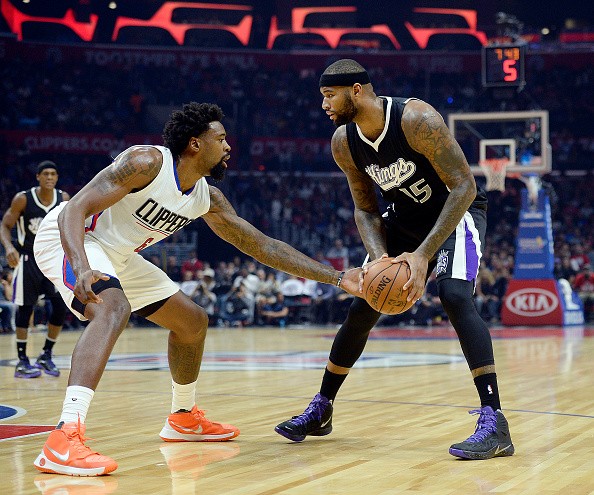 DeAndre Jordan #6 of the Los Angeles Clippers, DeMarcus Cousins #15 of the Sacramento Kings 
