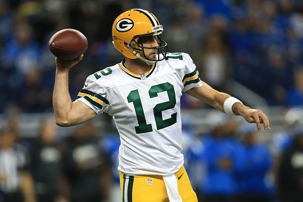 Quarterback Aaron Rodgers #12 of the Green Bay Packers