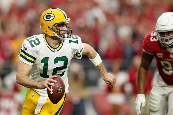 Quarterback Aaron Rodgers #12 of the Green Bay Packers
