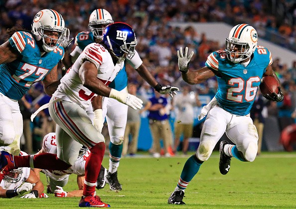 Lamar Miller #26 of the Miami Dolphins