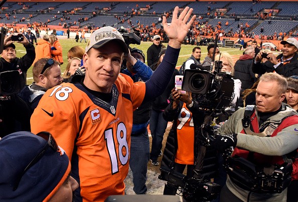 Quarterback Peyton Manning (18) of the Denver Broncos