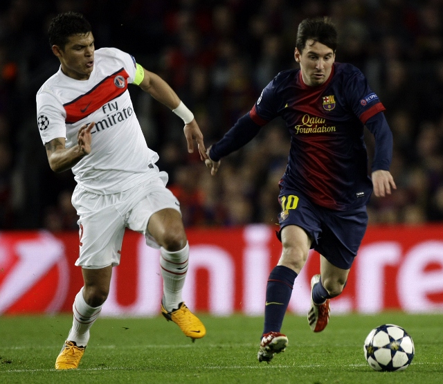 Lionel Messi Barcelona Thiago Silva PSG